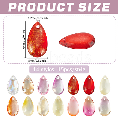 210Pcs 14 Styles Glass Charms FIND-PH0025-34-1