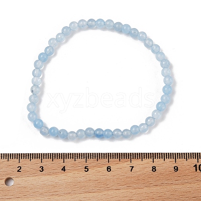 4mm Round Natural Dyed Aquamarine Beads Bracelet for Men KG3069-23-1