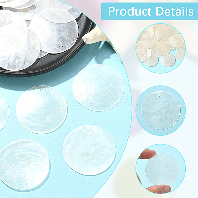 60Pcs Flat Round Capiz Shell Pendants SSHEL-SC0001-48-1