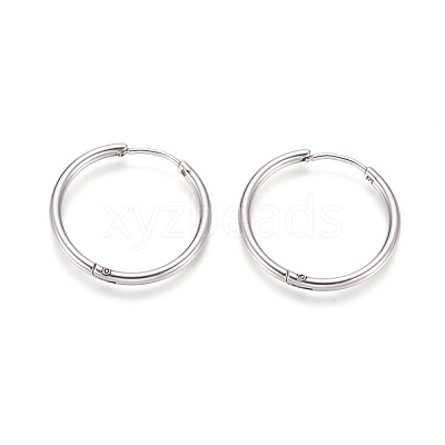 Tarnish Resistant 202 Stainless Steel Huggie Hoop Earrings X-EJEW-F111A-25mm-P-1