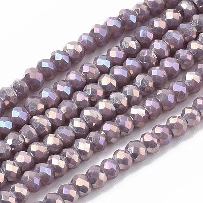Electroplate Opaque Solid Color Glass Beads Strands EGLA-Q112-B15-1
