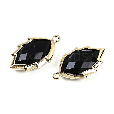 Natural Obsidian Faceted Leaf Pendants G-I375-04G-09-1