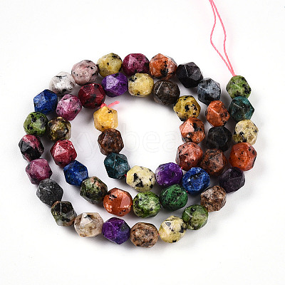 Dyed Natural Sesame Jasper Beads Strands G-T139-8mm-47A-1