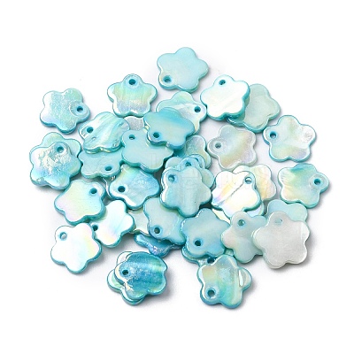 Natural Freshwater Shell Flower Charms SHEL-K006-03-1