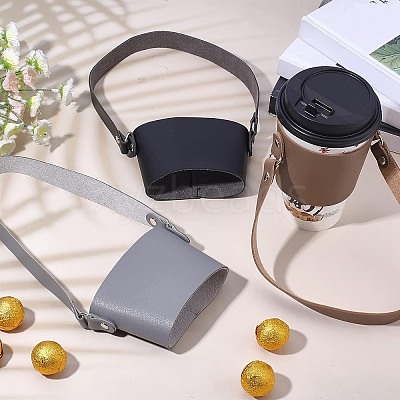 PU Leather Heat Resistant Reusable Cup Sleeve AJEW-GF0003-90C-1