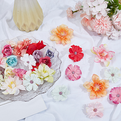 200Pcs 4 Styles Cloth Artificial FLower AJEW-SP0003-69-1