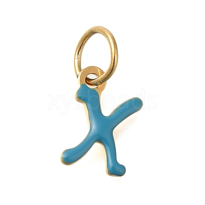 Ion Plating(IP) 304 Stainless Steel Enamel Alphabet Charms STAS-F308-02G-X-1