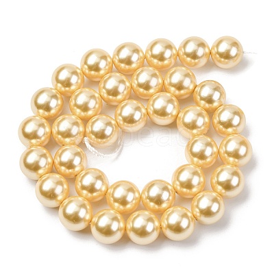 Electroplated Shell Pearl Beads Strands BSHE-G041-12mm-01-1