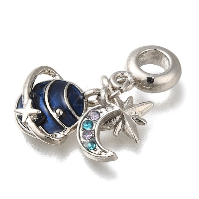 Rack Plating Alloy Enamel European Dangle Charms PALLOY-A009-18P-1