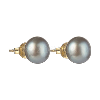 Natural Pearl Rondelle Stud Earrings EJEW-JE04585-02-1