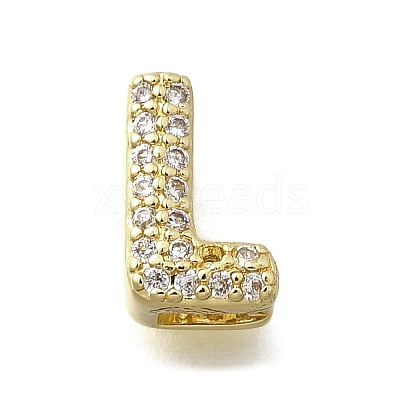 Brass Micro Pave Cubic Zirconia Letter Multi-Strand Links KK-D295-32G-11-1