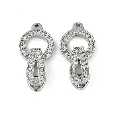 Brass Clear Cubic Zirconia Fold Over Clasps KK-Z078-09P-1