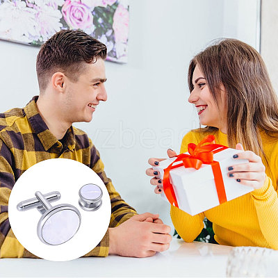Brass with White Shell Cufflinks FIND-GL0002-07-1