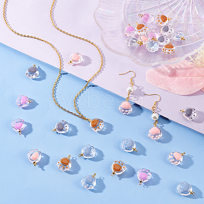 30pcs 5 colors Transparent Glass Pendants FIND-OC0002-42-1