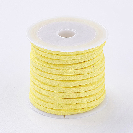 3x1.5mm Yellow Flat Faux Suede Cord X-LW-R003-38-1