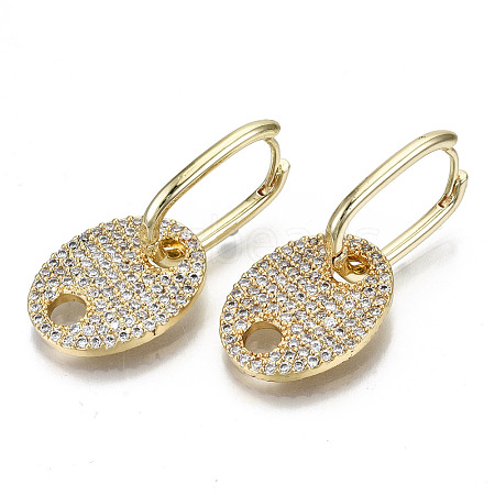 Brass Micro Pave Clear Cubic Zirconia Huggie Hoop Earring EJEW-N011-44G-1