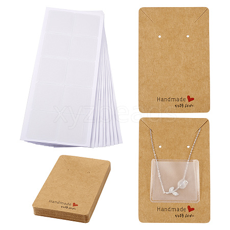 100Pcs Ractangle Kraft Paper Necklace Earring Display Cards AJEW-TA0001-26A-1
