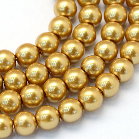 Baking Painted Pearlized Glass Pearl Round Bead Strands X-HY-Q330-8mm-08-1