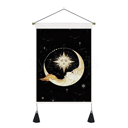 New Moon and Girl Hanging Tapestry Starry Sky Background Wall Living Room Bedroom Hanging Painting Can PW-WGFDEFE-02-1