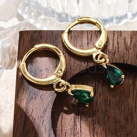 Brass Teardrop Hoop Earrings EJEW-D288-19G-1