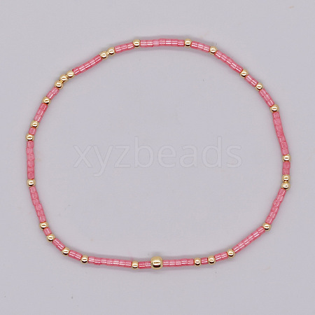 Bohemian Style Rainbow Glass & Brass Beaded Handmade Fashion Women's Bracelet QD2599-7-1