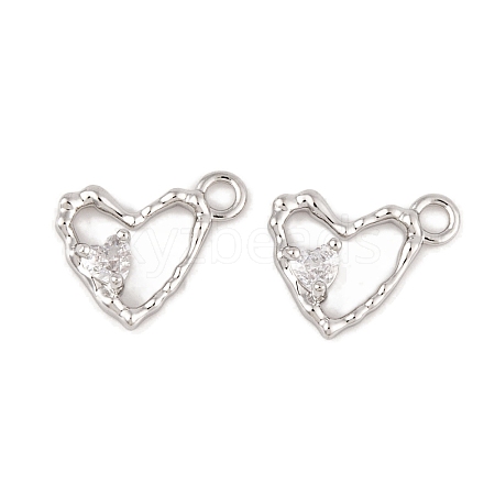 Brass Micro Pave Clear Cubic Zirconia Charms KK-L212-19P-1