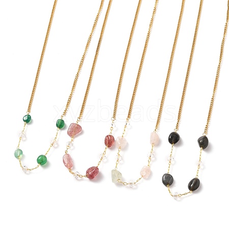 Nuggets Natural Gemstone Beaded Necklaces NJEW-JN03200-1-1