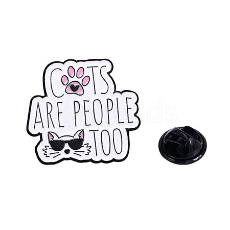 Word & Cat Alloy Enamel Pin Brooch JEWB-E035-03EB-04-1