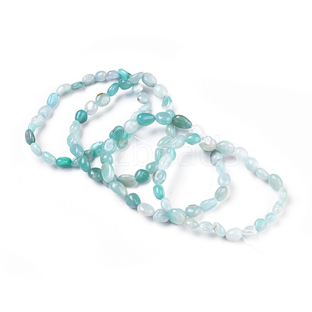 Natural Amazonite Bead Stretch Bracelets X-BJEW-K213-09-1