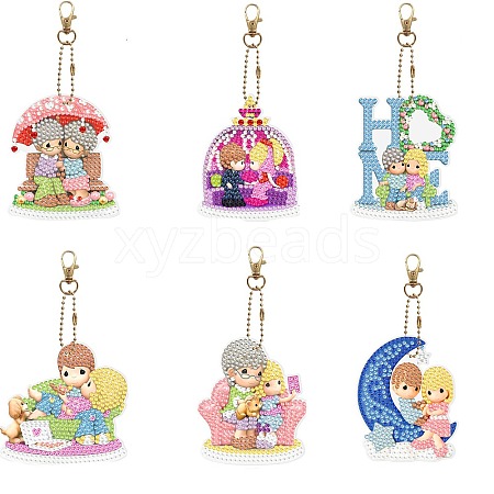 DIY Diamond Painting Keychain Kits DIAM-PW0010-67F-1