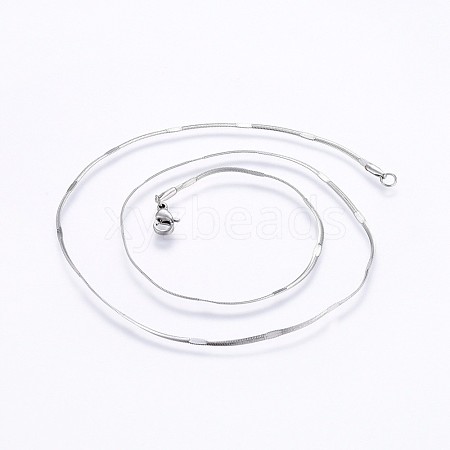 Non-Tarnish 304 Stainless Steel Flat Snake Chain Necklaces NJEW-O102-27P-1