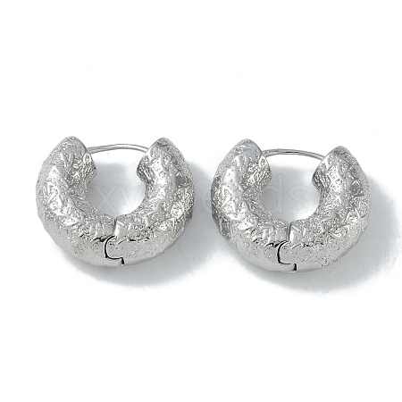Texture Rings Brass Hoop Earrings for Women EJEW-H006-06A-P-1