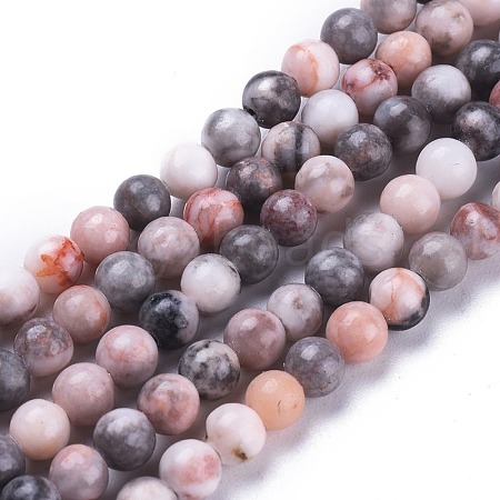Natural Pink Zebra Jasper Beads Strands G-K410-04-4mm-1