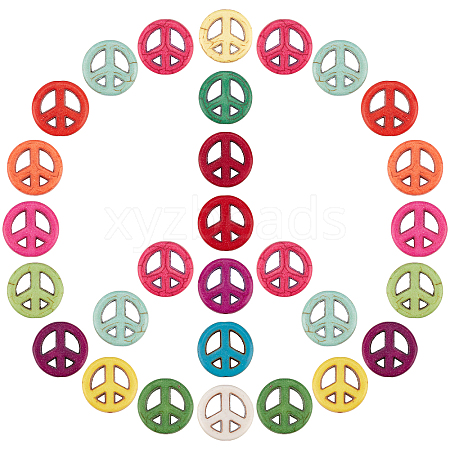 SUNNYCLUE 100Pcs Peace Sign Synthetic Turquoise Beads DIY-SC0015-52-1