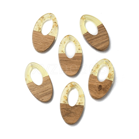 Transparent Resin & Walnut Wood Pendants RESI-XCP0002-21-1