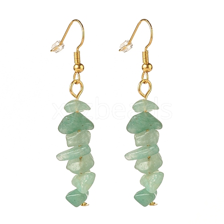 Natural Green Aventurine Chip Beaded Dangle Earrings EJEW-JE04788-01-1