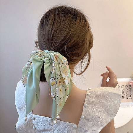 Flower Pattern Polyester Elastic Hair Accessories OHAR-PW0007-16C-1