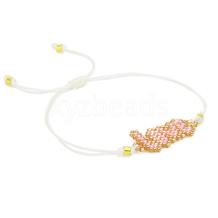 Miyuki Glass Seed Word Love Braided Bead Bracelet BJEW-A23-01-10-1