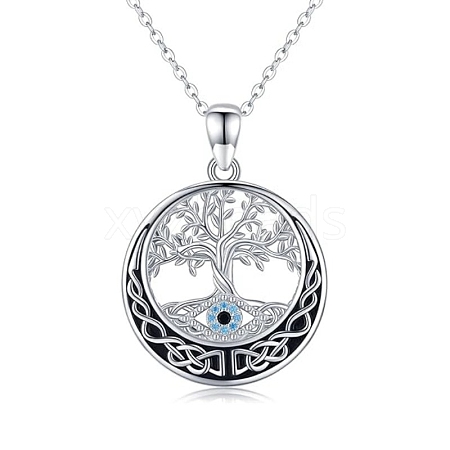 Gothic Alloy Rhinestone Tree of Life Pendant Necklaces for Women PW-WG4F1F7-01-1