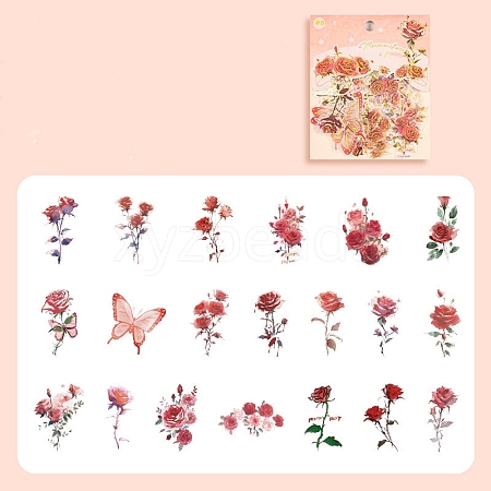 40Pcs 20 Flower Styles PET Stickers PW-WG4770E-04-1