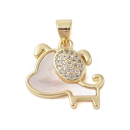 Brass Micro Pave Clear Cubic Zirconia Pendant KK-I712-41G-1