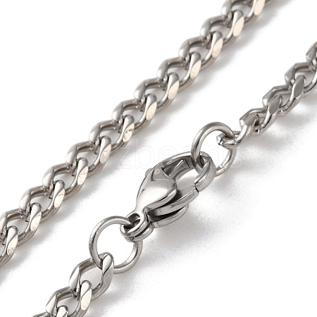 304 Stainless Steel Cuban Link Chain Necklaces for Men NJEW-B117-01B-P-1