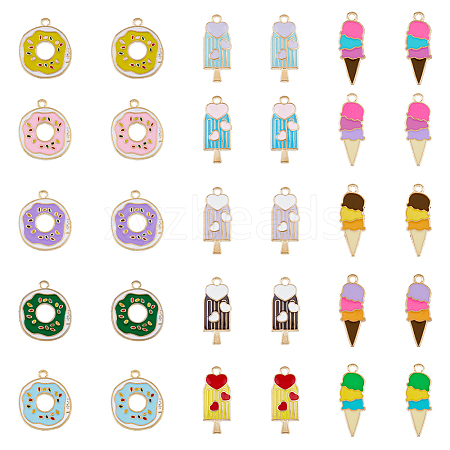 SUPERFINDINGS 60Pcs 15 Style Summer Theme Alloy Enamel Pendants ENAM-FH0001-51-1