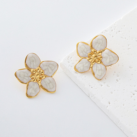 304 Stainless Steel Enamel Stud Earrings for Women IM9765-1