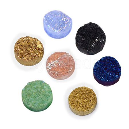 Electroplate Natural Druzy Crystal Cabochons G-L047-16mm-M-1