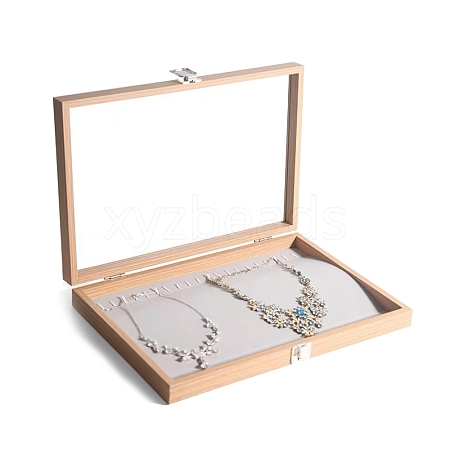 Rectangle Wooden Necklaces Presentation Boxes PW-WG90817-04-1