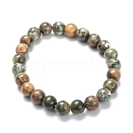 Natural Rhyolite Jasper Stretch Beaded Bracelets G-A185-01S-1