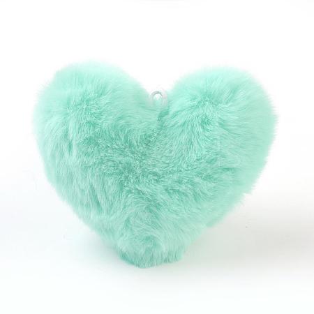 Handmade Faux Rabbit Fur Pom Pom Ball Covered Pendants WOVE-J001-08-1