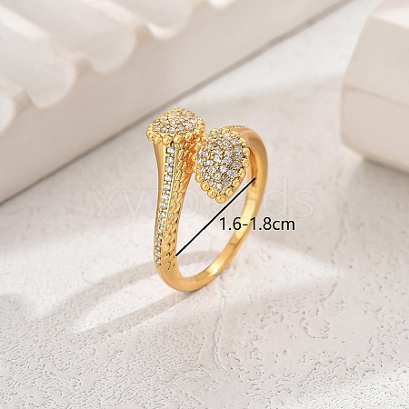 Unique Brass Rhinestones Snake Shape Open Cuff Ring for Women TZ1216-1-1