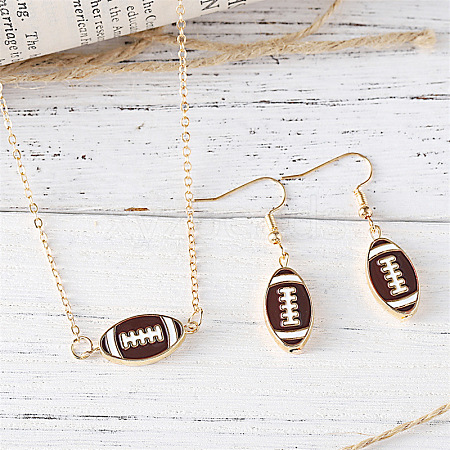Rugby Zinc Alloy Enamel Pendant Necklaces & Dangle Earrings Sets FS-WGFCE0C-02-1